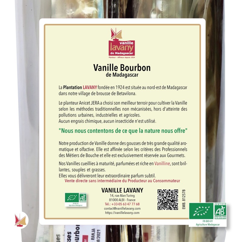Etichetta 25 ricariche 2 cialde LAVANY Vaniglia Bourbon dal Madagascar Agricoltura Biologica