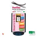 Espositore da banco per 3 prodotti LAVANY Vaniglia: Baccelli, Estratti, Polvere Agricoltura Biologica